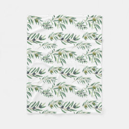 Groene Olijf Patroon Aquarel Franse Landelijke Sti Fleece Deken