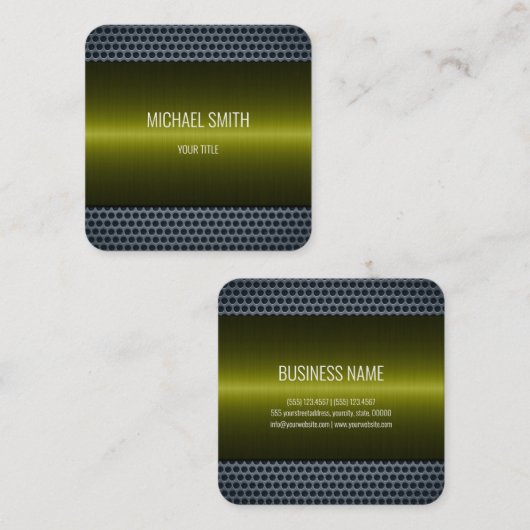 Groene olijf Roestvrij staal Metalen blik Vierkante Visitekaartje (Voorkant / Achterkant)