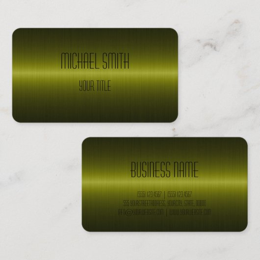 Groene olijf Roestvrij staal Metalen blik Visitekaartje (Voorkant / Achterkant)