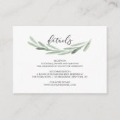 Groene Olijfbijtak met details over het huwelijk Informatiekaartje (Voorkant)