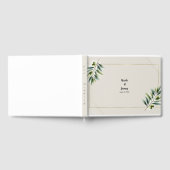 Groene Olijfblad Been Wit & Gouden Trouwdag Gastenboek (Volledig)