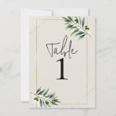 Groene olijfblad beenwit & gouden tafelnummer (Achterkant)