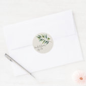 Groene Olijfblad Bone Wit & Goud Rustiek Huwelijk Ronde Sticker (Envelop)
