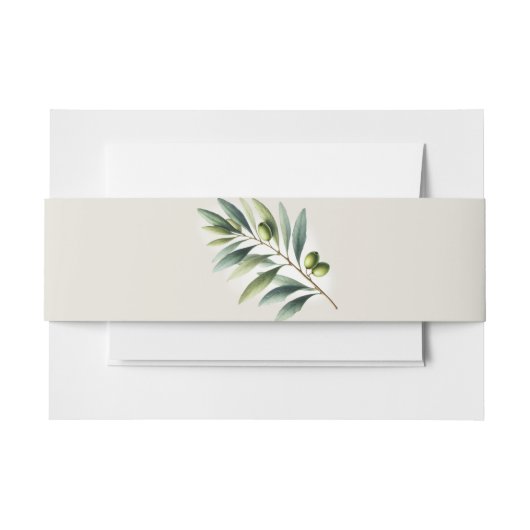 Groene Olijfblad Bone Wit & Goud Rustiek Huwelijk Uitnodigingen Wikkel (Voorkant Voorbeeld)