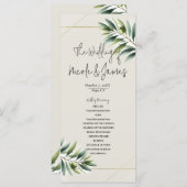 Groene Olijfblad Bone Wit & Goud Rustiek Programma Programmakaart (Voorkant / Achterkant)