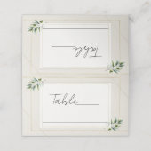 Groene Olijfblad Bone Wit & Goud Tafel Zitplaatsen Plaatskaartje (Buitenkant ongevouwen)