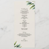 Groene Olijfblad Bot Wit & Goud Rustiek Programma Programmakaart (Achterkant)