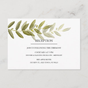 Groene Olijfblad Huwelijksreceptie Kaarten