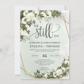 Groene olijfbladeren laten witte rozen over die we kaart (Voorkant)