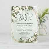 Groene olijfbladeren laten witte rozen over die we kaart (Staand voorkant)