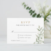 Groene Olijfbladeren Tak Baby's Breath RSVP Kaart (Staand voorkant)