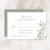 Groene Olijfbladeren Tak Baby's Breath RSVP Kaart