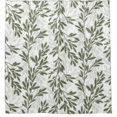 Groene Olijfboom Branch Mediterraan Patroon Douchegordijn (Voorkant)