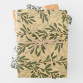 Groene Olijfboom Branch Mediterraan Patroon Inpakpapier Vel (In situ)