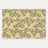 Groene Olijfboom Branch Mediterraan Patroon Inpakpapier Vel (Voorkant)