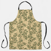 Groene Olijfboom Branch Mediterraan Patroon Schort (Voorkant)