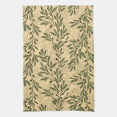 Groene Olijfboom Branch Mediterraan Patroon Theedoek (Verticaal)