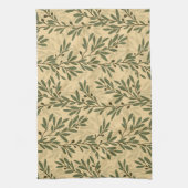 Groene Olijfboom Branch Mediterraan Patroon Theedoek (Verticaal)