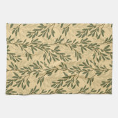 Groene Olijfboom Branch Mediterraan Patroon Theedoek (Horizontaal)