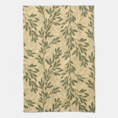 Groene Olijfboom Branch Mediterraan Patroon Theedoek (Verticaal)