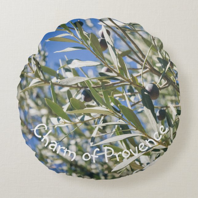 Groene olijfboom met zwarte vruchten rond kussen (Voorkant)