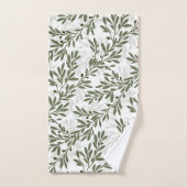 Groene Olijfboomtak Herhalingspatroon Bad Handdoek (Handdoek)