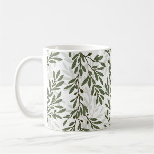Groene Olijfboomtak Mediterraan Patroon Koffiemok