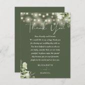 Groene Olijfgroene Trouwplaats Dankkaart Briefkaart (Voorkant / Achterkant)