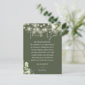 Groene Olijfgroene Trouwplaats Dankkaart Briefkaart (Staand voorkant)