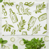 Groene olijfolie theedoek (Gevouwen)