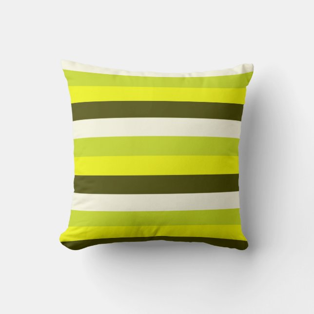 Groene olijfolie - White Stripes Pattern Kussen (Voorkant)
