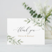 Groene Olijftak Baby's Breath Gouden Huwelijk Bedankkaart (Staand voorkant)