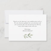 Groene Olijftak Baby's Breath Gouden Huwelijk Bedankkaart (Achterkant)