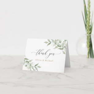 Groene Olijftak Baby's Breath Gouden Huwelijk Bedankkaart
