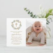 Groene olijftak en goud | Fotobaptisme Kaart (Staand voorkant)