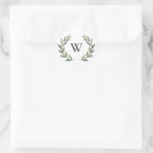 Groene olijftak krans monogram ronde sticker (Tas)