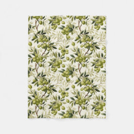 Groene Olijftak Mediterraan Patroon Fleece Deken