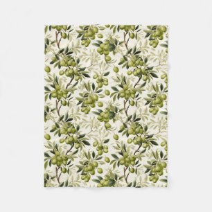 Groene Olijftak Mediterraan Patroon Fleece Deken