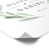 Groene olijftak met welkomstbruiloft poster (Hoek)