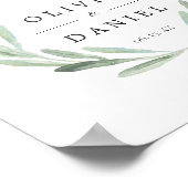 Groene olijftak met welkomstbruiloft poster (Hoek)