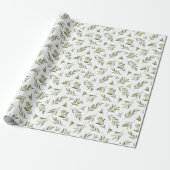 Groene olijven aquarel cadeaupapier (Uitgerold)