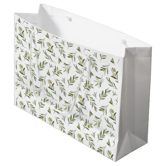 Groene olijven aquarel groot cadeauzakje (Voorkant Gekanteld)