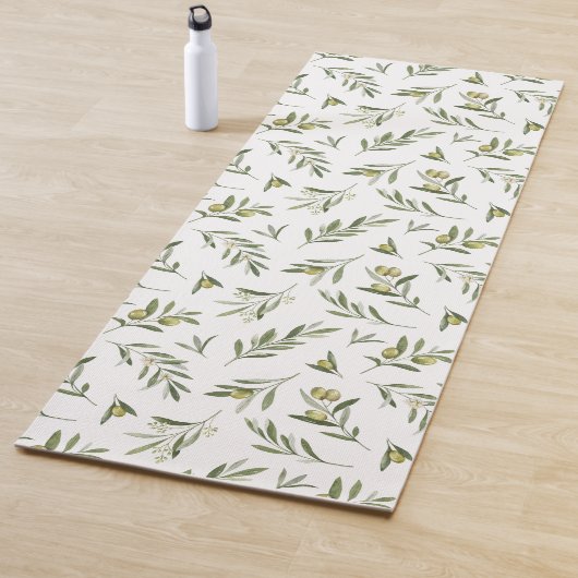 Groene olijven aquarel yogamat (In situ)