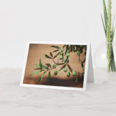 Groene olijven die aan de olijfboom hangen kaart (Voorkant)