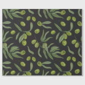 Groene olijven en bladeren cadeaupapier (Vlak)