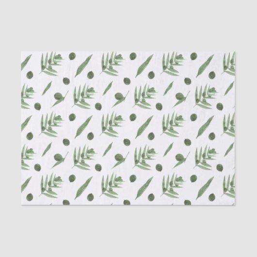 Groene olijven en olijftakken tissuepapier (Voorkant)