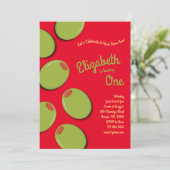 Groene Olijven Kind 1e Verjaardagsfeest Kaart (Staand voorkant)