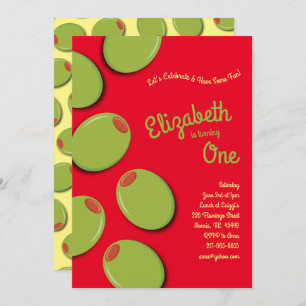 Groene Olijven Kind 1e Verjaardagsfeest Kaart