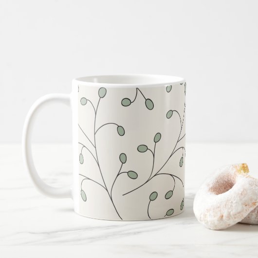 Groene olijven klassieke koffiethee mok (Met donut)