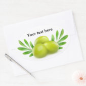 Groene olijven met decoratieve takken ovale sticker (Envelop)
